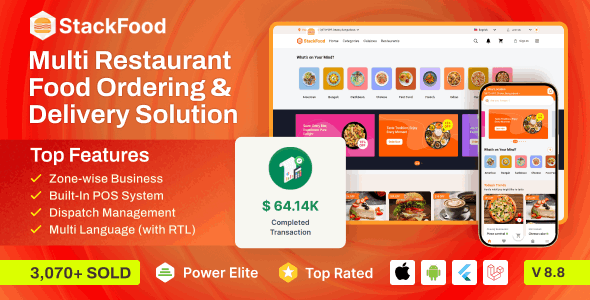 StackFood Multi Restaurant - Food Delivery App with Laravel Admin and Restaurant Panel